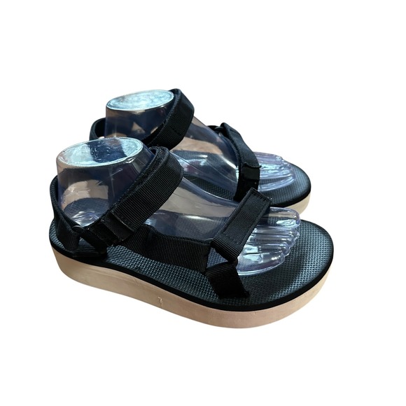Womens Platform Sandals Black Adjustable Straps Comfortable Casual Shoes size 9 - Picture 1 of 7